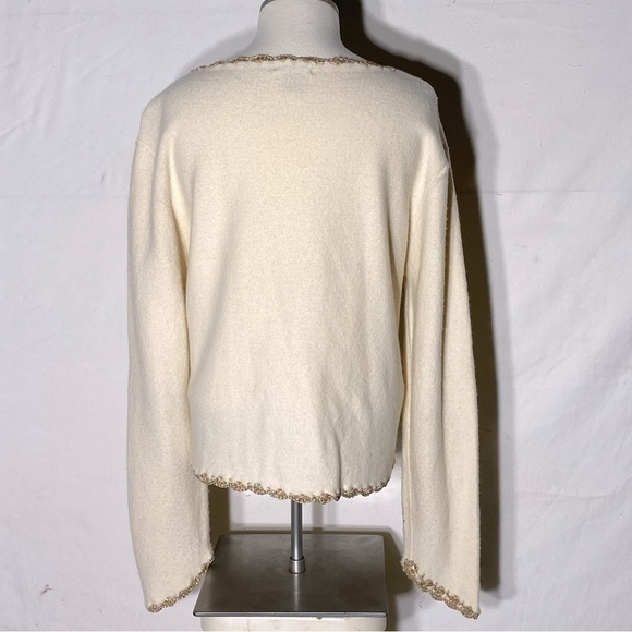 Mac & Jac Ivory Wool Cardigan With Gold  Decorations And Trim L - Picture 9 of 16